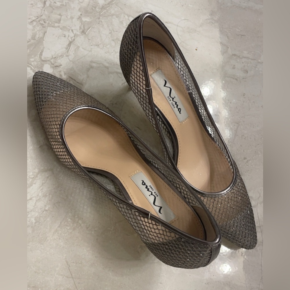 Nina Shoes Silver Stiletto Heels Classic Design